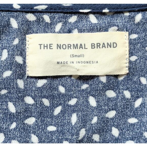 The Normal Brand Romper Small Navy Blue & White Dots Long Sleeve Button Front - Picture 9 of 11
